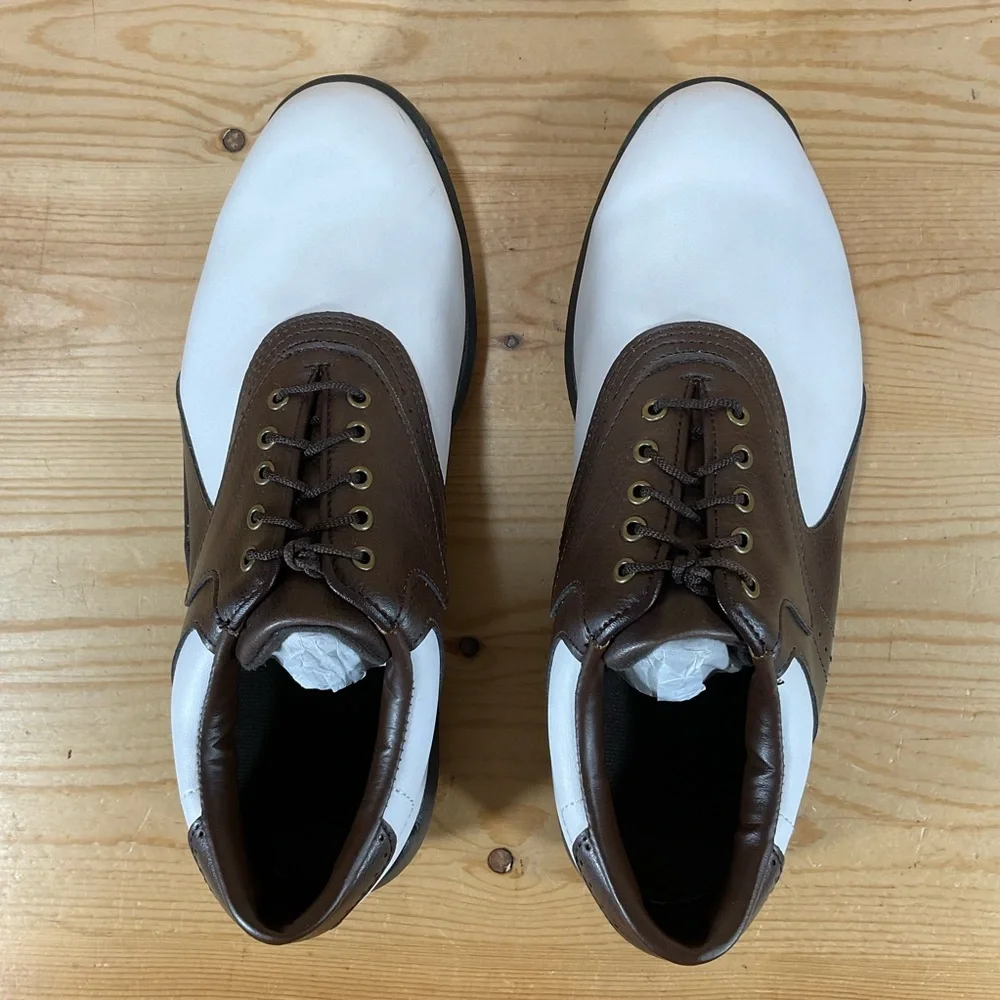 FootJoy FJ Green Joy Saddle Golf Shoes # 45424 Men’s 9 M White Brown Black